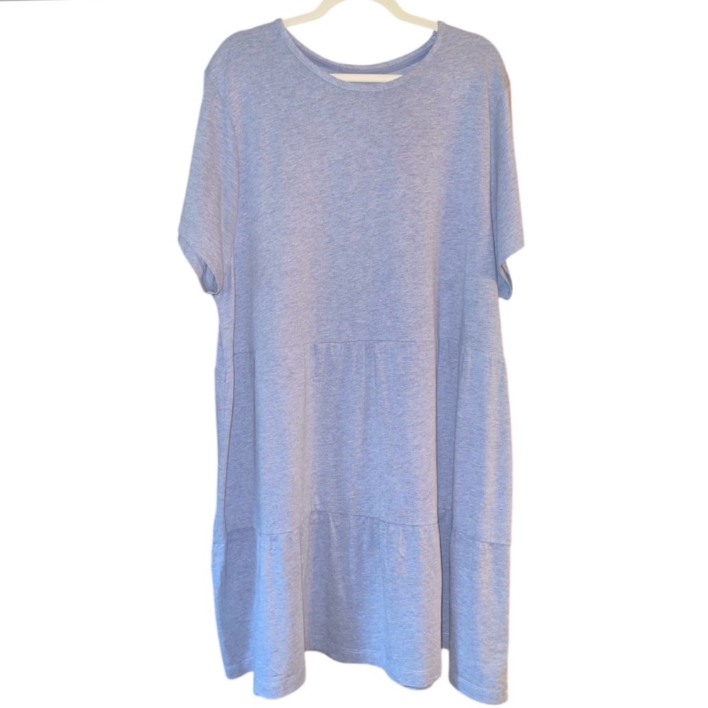 Koolaburra by UGG Cotton Rayon Tee Tier Dress. Chambray Heather Blue. Size 2X.
